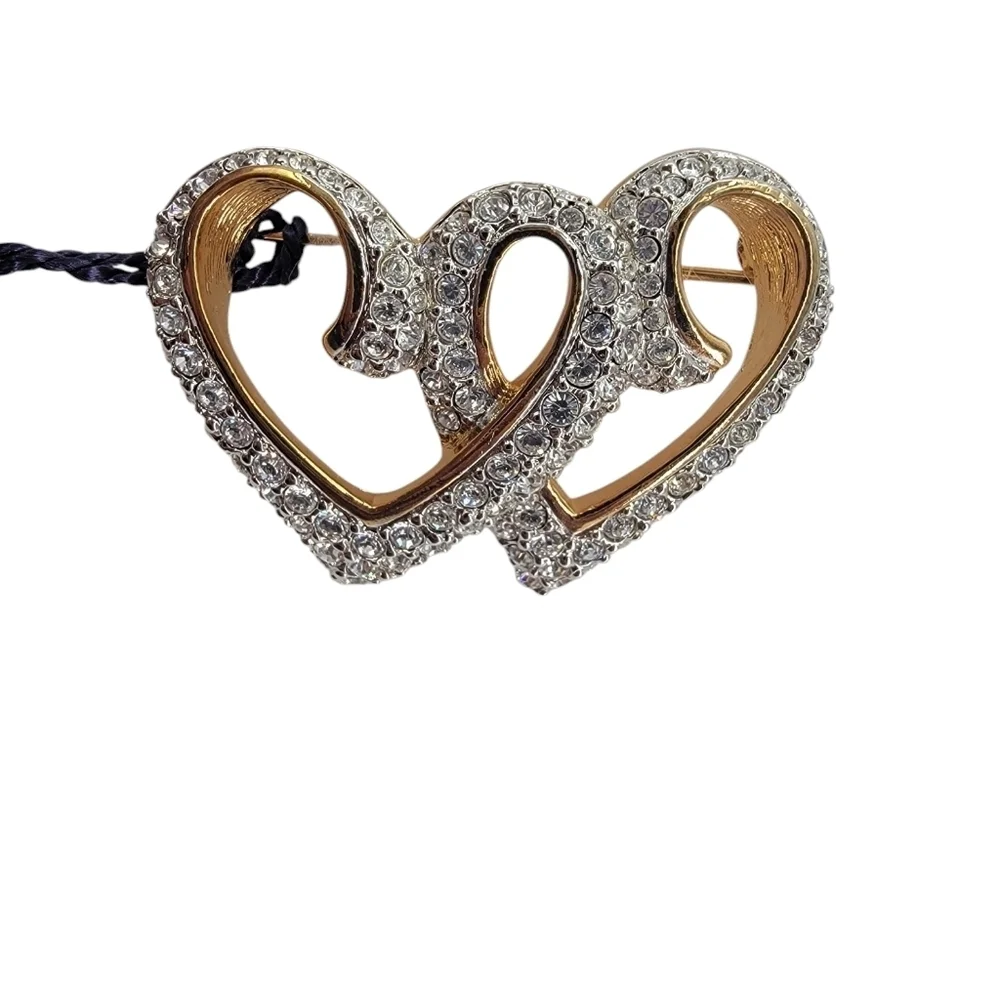 New  Swarovski Double Entwined Booch Pin Swan  ORIG $95.00 - Picture 2 of 4